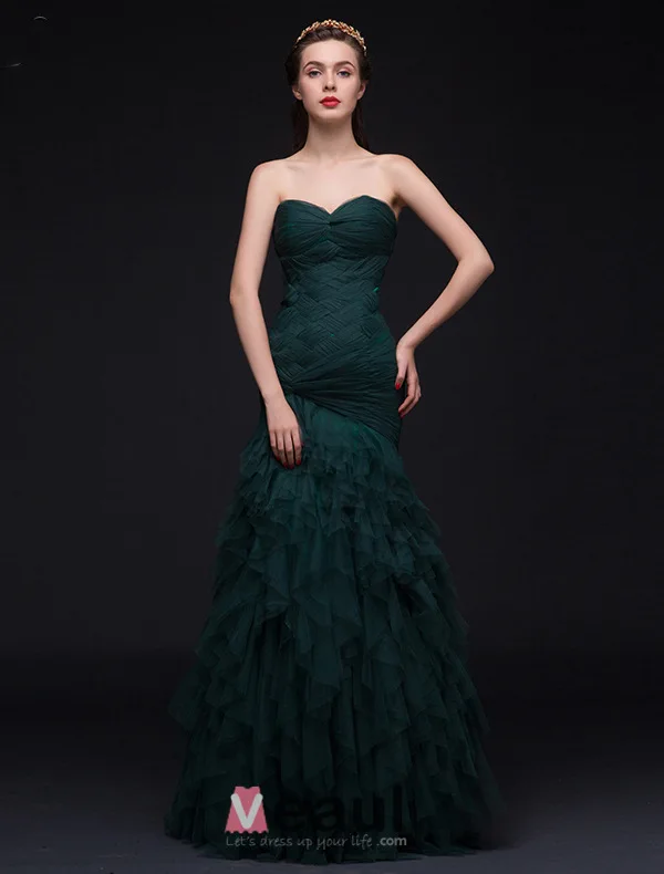 Havfrue Kjæreste Ryggløse Veve Gripende Ruffles Champagne Organza Selskapskjoler