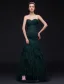 Havfrue Kjæreste Ryggløse Veve Gripende Ruffles Champagne Organza Selskapskjoler
