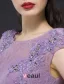Princess Empire Pierced Crystal Applique Lace Diamond Silk Purple Evening Dress