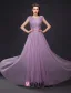 Princess Empire Pierced Crystal Applique Lace Diamond Silk Purple Evening Dress