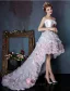 Beautiful Ivory Cocktail Dress Empire Asymmetrical Party Dress With Colorful Flowers