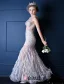 Sexy White Prom Dress Mermaid Transparent Tulle Feather Party Dress With Sequins And Rhinestone