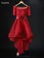 Beautiful Champagne Cocktail Dress Off The Shoulder Asymmetrical Party Dress With Sash Flowers