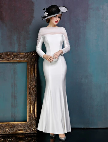 Simple Robe Ceremonie Blanche Robe De Soirée En Satin À Volants En Tulle Avec