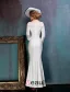 Simple White Evening Dress Satin Formal Dress With Ruffle Tulle