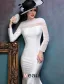Simple White Evening Dress Satin Formal Dress With Ruffle Tulle