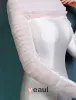 Einfachen Weißen Abendkleid Lang Satin Festliche Kleid Mit Rüschen Tüll