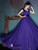 Glamourösen Lila Abendkleid Glitzer Tüll Festkleid Mit Schleife Schärpe