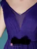 Efektowne Fioletowy Sukienki Wieczorowe Brokat Tiul Sukienki Wizytowe Z Kokardą Skrzydła