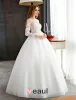 Elegant Lace Wedding Dress Scoop Neckline Pierced Bridal Ball Gown With Sash
