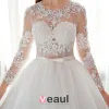 Elegant Lace Wedding Dress Scoop Neckline Pierced Bridal Ball Gown With Sash