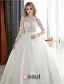 Elegant Lace Wedding Dress Scoop Neckline Pierced Bridal Ball Gown With Sash