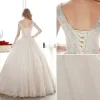 Luxury Ball Gown Wedding Dress V-neck Pierced Lace Bridal Dress With Sequins