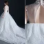 Luxury High Neck Beading Crystal Sequins Ruffle Organza Ball Gown Wedding Dress