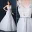 Beautiful A-line V-neck Wedding Dress Applique Lace Bridal Dress With Sash