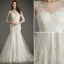 Sirène Encolure Carrée Manches 3/4 Robe De Mariée En Dentelle Appliques