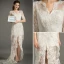 A-ligne De V-cou 1/2 Manches Robe De Mariée En Dentelle D'été Avec Ceinture