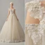 Luxury Square Neckline Beading Corset Ball Gown Champagne Organza Wedding Dress