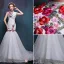 2016 High Neck Applique Colorful Flowers Improved Cheongsam Mermaid Wedding Dress