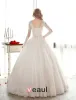 Luxury Ball Gown Wedding Dress V-neck Pierced Lace Bridal Dress With Sequins