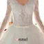 Luxus Ballkleid Brautkleid Mit V-ausschnitt Durchbohrte Spitze Hochzeitskleider Mit Pailletten