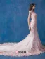 Glamorous Pink Wedding Dress Mermaid Organza Applique Flower Bridal Dress
