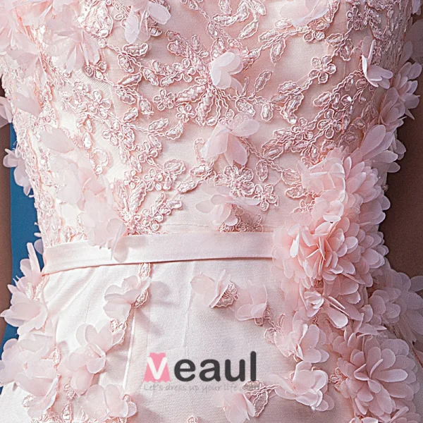 Glamorous Pink Wedding Dress Mermaid Organza Applique Flower Bridal Dress