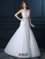 Beautiful A-line V-neck Wedding Dress Applique Lace Bridal Dress With Sash