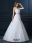 Beautiful A-line V-neck Wedding Dress Applique Lace Bridal Dress With Sash