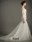 Sirène Encolure Carrée Manches 3/4 Robe De Mariée En Dentelle Appliques