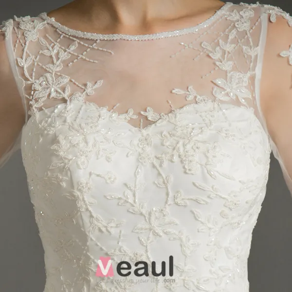 Sirène Encolure Carrée Manches 3/4 Robe De Mariée En Dentelle Appliques