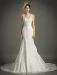 Sirène V-cou Élégant Appliques De Dentelle Robe De Mariée Dos Nu Avec Tailing