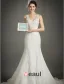 Sirène V-cou Élégant Appliques De Dentelle Robe De Mariée Dos Nu Avec Tailing