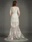 A-ligne De V-cou 1/2 Manches Robe De Mariée En Dentelle D'été Avec Ceinture