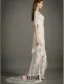 A-ligne De V-cou 1/2 Manches Robe De Mariée En Dentelle D'été Avec Ceinture