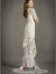 A-ligne De V-cou 1/2 Manches Robe De Mariée En Dentelle D'été Avec Ceinture