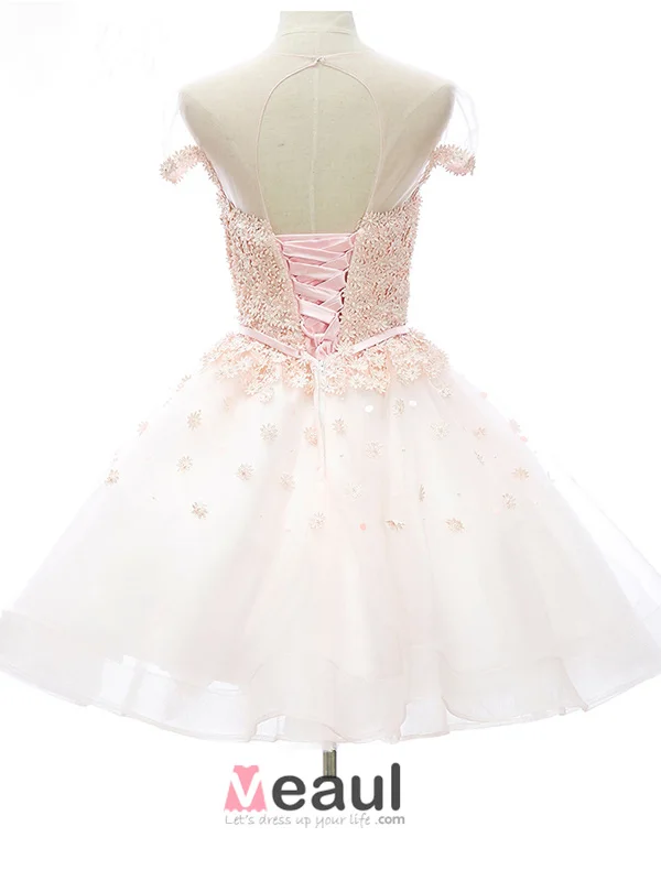 Elegant Pink Party Dress Organza Cocktail Dress With Flowers