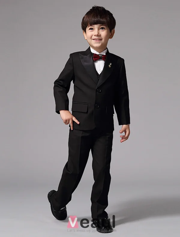 Boy Wedding Suits Red Tie Ring Bearer Suits 5 Sets