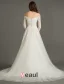 A-lijn Uit De Schouder Bruidsjurk Applique Kant Organza Backless Trouwjurken