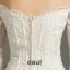 A-lijn Uit De Schouder Bruidsjurk Applique Kant Organza Backless Trouwjurken