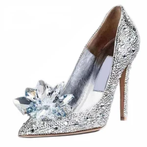 Wspaniałe Buty Ślubne Kopciuszek Sparkly Szpilki Pumps Z Kryształu
