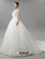 Robe De Bal Encolure Robe De Mariée En Organza Applique De Dentelle D'ivoire Avec Des Perles
