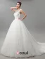 Robe De Bal Encolure Robe De Mariée En Organza Applique De Dentelle D'ivoire Avec Des Perles