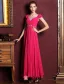 Princess Sleeves Beading Rhinestone Crystal Ruffle Chiffon Maxi Evening Dress
