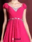 Princess Sleeves Beading Rhinestone Crystal Ruffle Chiffon Maxi Evening Dress