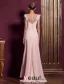 Elegant Deep V-neck Ruffle Pink Chiffon Maxi Evening Dress With Sequins