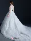 Luxury High Neck Beading Crystal Sequins Ruffle Organza Ball Gown Wedding Dress