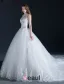 Luxury High Neck Beading Crystal Sequins Ruffle Organza Ball Gown Wedding Dress