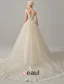 Luxury Square Neckline Beading Corset Ball Gown Champagne Organza Wedding Dress