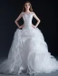 Ballkleid Scoop Hals Kaskadierung Rüsche Organza Brautkleid Mit Spitze